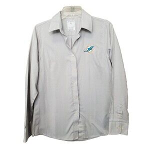 Antigua Women's Gray Miami Dolphins Long Sleeve Button-Up Shirt Size Large
